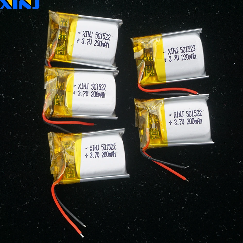 XINJ 5 stücke 3,7 V 200 mAh 501522 Li-Polymer Li Lithium-Batterie Lipo Zelle Für DIY MP3 MP4 musik Player GPS Sat Nav Auto Kamera LED Image