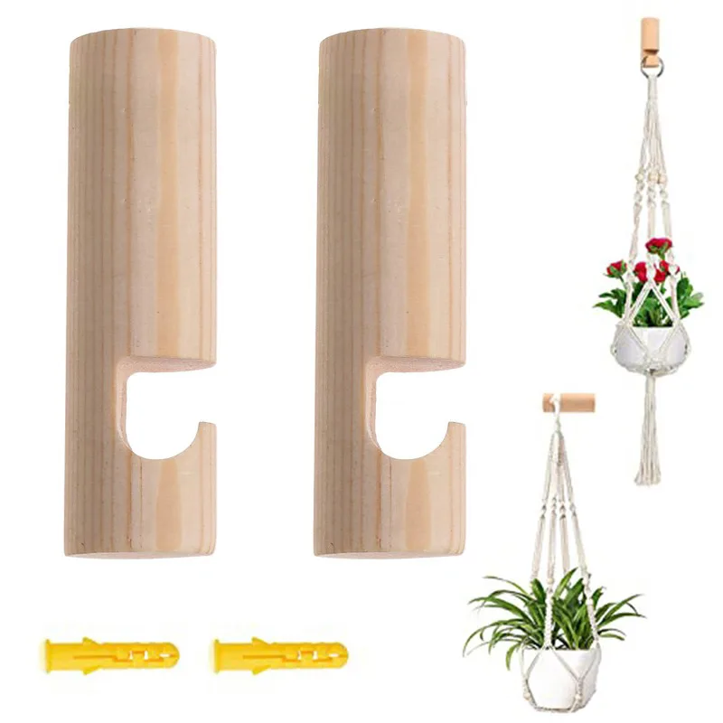 1/2Pcs Nordic Natürliche Native Holz Anlage Aufhänger Hängen Topf Haken Blume Halter Laterne Decke Hängen Aufhänger Gartenarbeit supplie Image