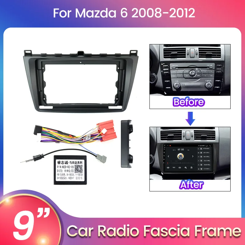 MEKEDE DoubleDin Autoradio-Blende-Kit, passend für Installationsverkleidung, Facia-Frontplatte, DVD-Rahmen für Mazda 6 2008–2012 Image
