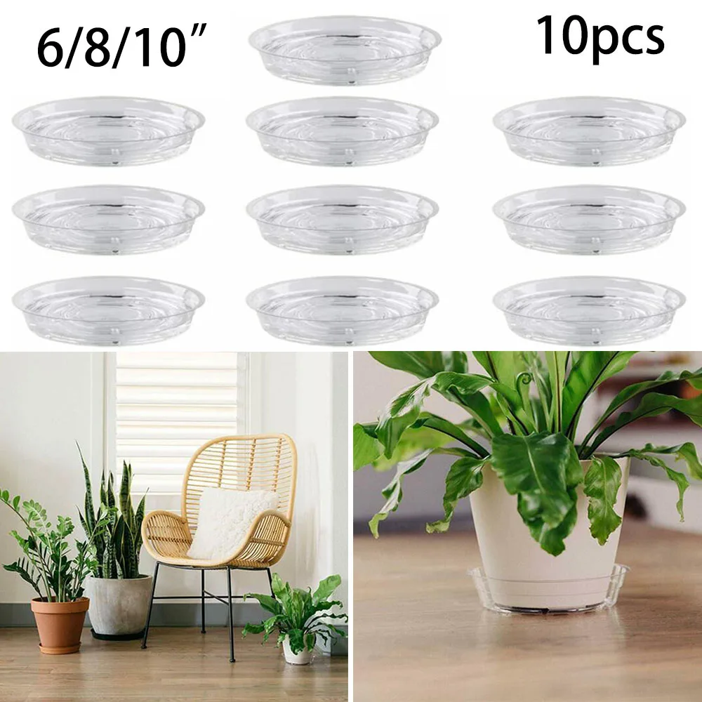 10 stücke Garten Pflanze Untertasse Tropf Tablett Runde Topf Basis Klar Snack Container PET Garten Liefert Transparente Blumentopf Matte Image