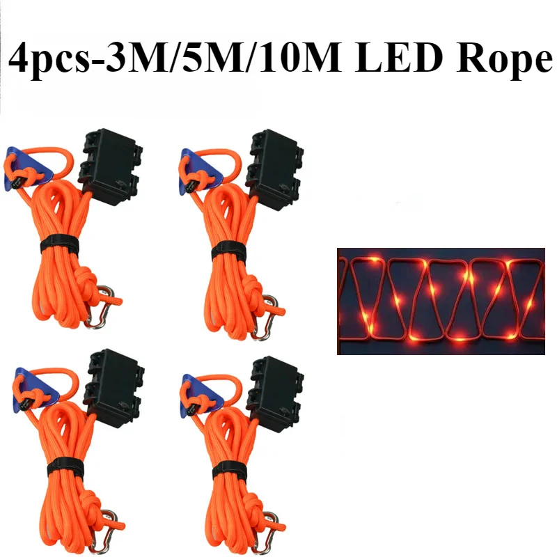 4 stücke LED 3/5/10m 6mm Zelt Seil verschluss feste Schnalle Ratsche Kleiderbügel Markise Winds eil binden Outdoor-Camping Zelt Zubehör Image