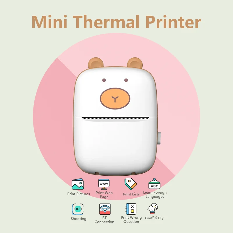 A8 Mini-Thermo drucker Papiere ti ketten aufkleber buntes selbst klebendes Papier für drahtlosen Bluetooth-Foto drucker Image