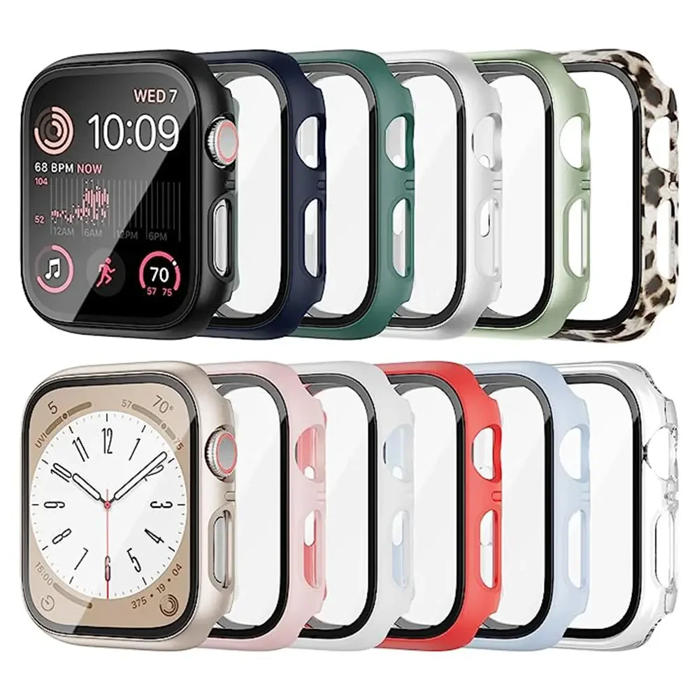Glas abdeckung für Apple Uhrengehäuse Serie 8 7 6 5 4 3 se 44mm 40mm 45mm 42-38-41mm Stoßstange Displays chutz folie Apple Watch Zubehör Image
