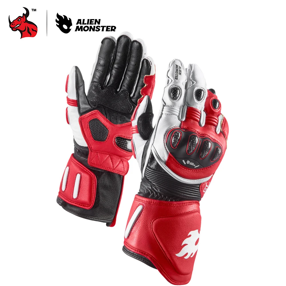 Echtes Leder Tragen-beständig Handschuhe Motocross Anti-fallen Radfahren Moto Handschuhe Motorrad Handschuhe Carbon Faser Schutz Handschuhe Image