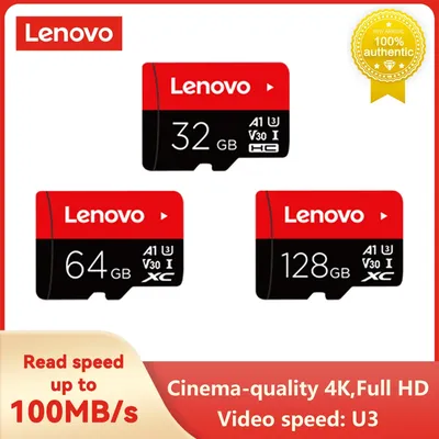 Lenovo Speicher TF-Karte 128 GB 64 GB 32 GB U3 V30 4K Full HD Micro TF Mini SD-Karte TF-Speicher-Flash-Karte 100 MB/s für Telefon/Computer