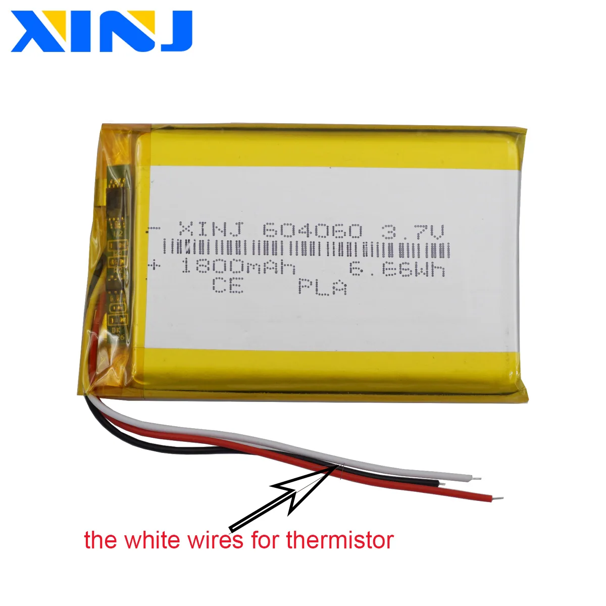 3,7 V 1800 mAh 6,66 Wh Polymer-Li-Lithium-Akku 604060 Lipo-Thermistor 3 Drähte für GPS LED-Fahrrekorder DashCam Musik-Player Image
