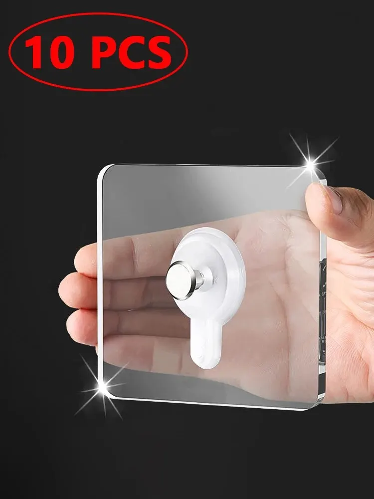 10 Stück stanzfreie Schraubenaufkleber für Wandbilder, nicht abfärbende Haken, unsichtbar, spurlos, zum Aufhängen von Bildern, Küche, Badezimmer, Aufhänger Image