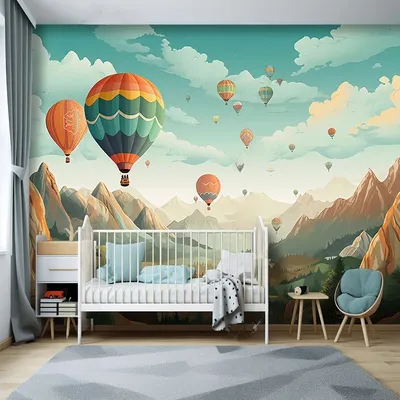 Benutzer definierte jede Größe Wandbild Tapete Cartoon Kinderzimmer Kindergarten Traum Heißluft Image