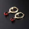 Original neue rote diamant-verzierte wasser drop granat ohrringe exquisite und elegante charme kreative retro weibliche silber schmuck