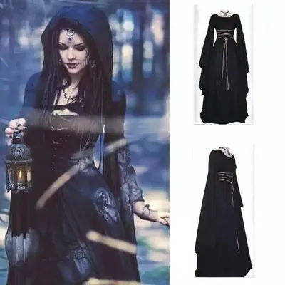 2024 neues mittelalter liches Hexen kleid für Frauen Halloween Karneval Party Cosplay Performance Kleidung Mittelalter Vampir Braut Kostüme Image