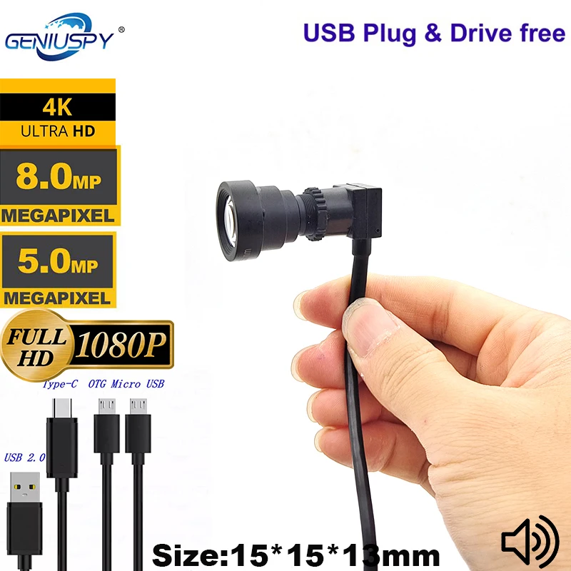 5MP 35MM 25MM Objektiv Full HD 1080P 4K 8MP UVC OTG Typ-C Android USB Kamera Modul 30FPS High Speed 2MP CCTV Webcam Unterstützung Audio Image
