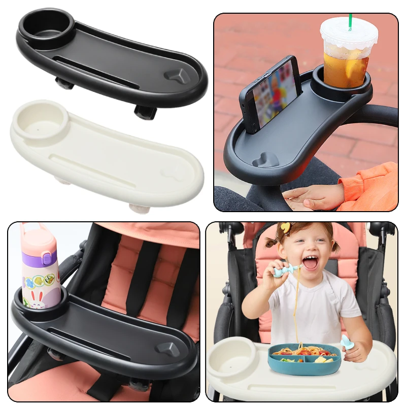 3 in 1 Kinderwagen Esstisch Tablett Antislip Universal Kinderwagen Tablett Kinderwagen Snack fänger und Getränke halter Image