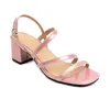 Zapatos De Mujer 2021 Gladiator Sandalen mit Quadratischen Kopf Dicke Hohe Ferse kinder Kleid Schuhe für Frauen Plus Größe 28-52 259