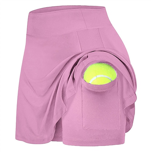 Per donna Shorts da Palestra Gonna Yoga Shorts da allenamento 2 in 1 Fascia Elastica Vita Alta Pilates Allenamento in Palestra Allenamento Pantaloncini Tinta unica Nero Rosa Blu Gli sport