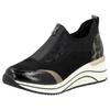 Slip-On Sneaker REMONTE "Elisabeth Hurley-Collection", Damen, Gr. 45, gold (schwarz, goldfarben), Lederimitat, Textil, sportlich, Schuhe, Keilsneaker, Slipper, Schlupfschuh, Freizeitschuh, vegan