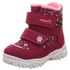 Winterboots SUPERFIT "HUSKY1 WMS: mittel", Kinder, Gr. 26, rot (dunkelrot, rosa schneeflocken), Textil, casual, Schuhe, Snowboots mit wasserdichtem GORE TEX, Größenschablone zum Download