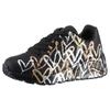 Plateausneaker SKECHERS "Skechers x JGoldcrown: Uno Lite - Metallic Love", Kinder, Gr. 31, schwarz (schwarz kombiniert), Lederimitat, metallic, Glitzer, casual, Schuhe, Schnürschuh, Keilsneaker mit Herzchen im Metallic Look bedruckt