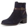 Stiefelette TAMARIS, Damen, Gr. 39, blau (navy), Veloursleder, unifarben, kontrastfarbene Details, klassisch, Schuhe, Blockabsatz, Businessschuh, Ankleboots mit T-Schmuckelement