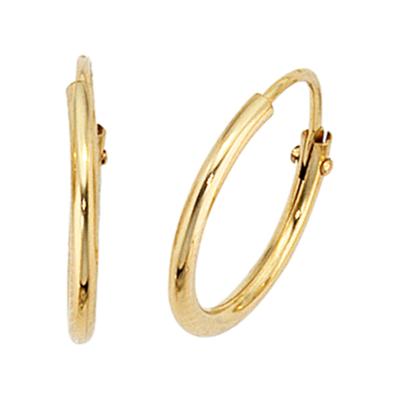Paar Creolen JOBO, gold (gelbgold 333), Ohrringe, Damen, Gelbgold 333, rund 333 Gold