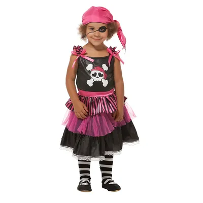 Piratin-Kostüm für Kinder, pink/schwarz Image