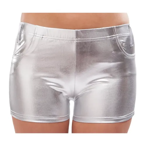 Lack-Hotpants, silber