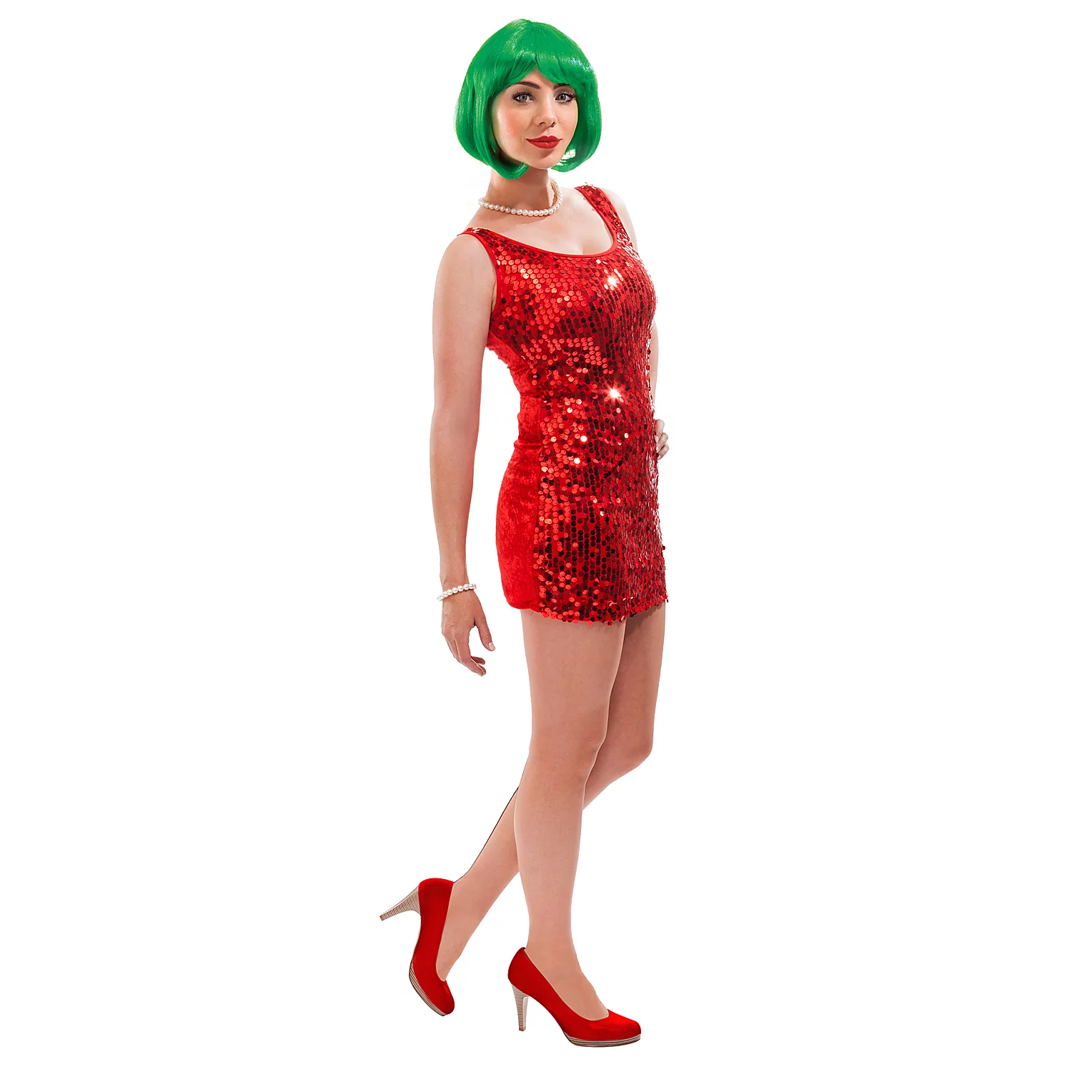 Minikleid mit Pailletten, rot Image