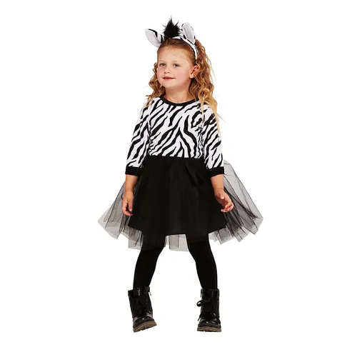 buttinette Kinderkleid Zebra Gittchen, schwarz/weiß