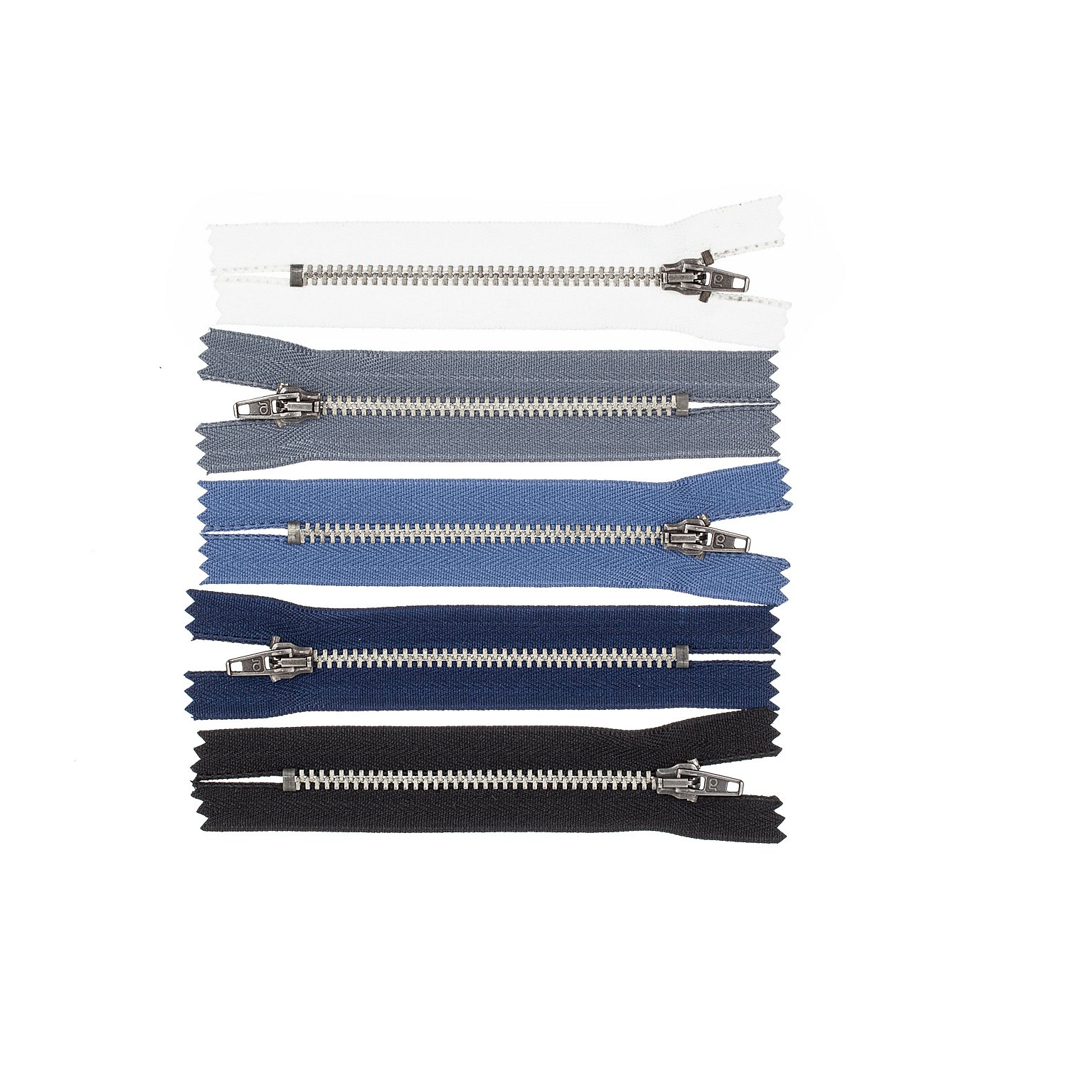 buttinette fermetures à glissière métalliques, 5 pièces, non séparables
