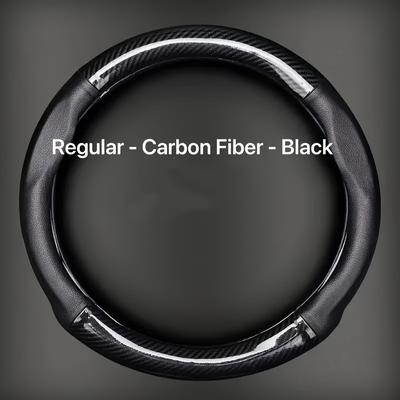 TEMU Pu Leather Steering Wheel Cover With Inner Circle - Ultra-thin, Anti-slip, Carbon Fiber Design, Universal Fit, - Breathable & Durable Vehicle Wheel Protector Image