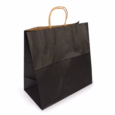 Black Paper Merchandise Handle Bags 12 1/2 x 7" x 13 50 Pack GMB10B