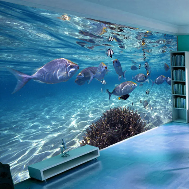 Benutzerdefinierte Fototapete 3D stereoskopische Unterwasserwelt Fisch Wohnzimmer Kinderzimmer TV Hintergrund 3D Wandbild Tapete