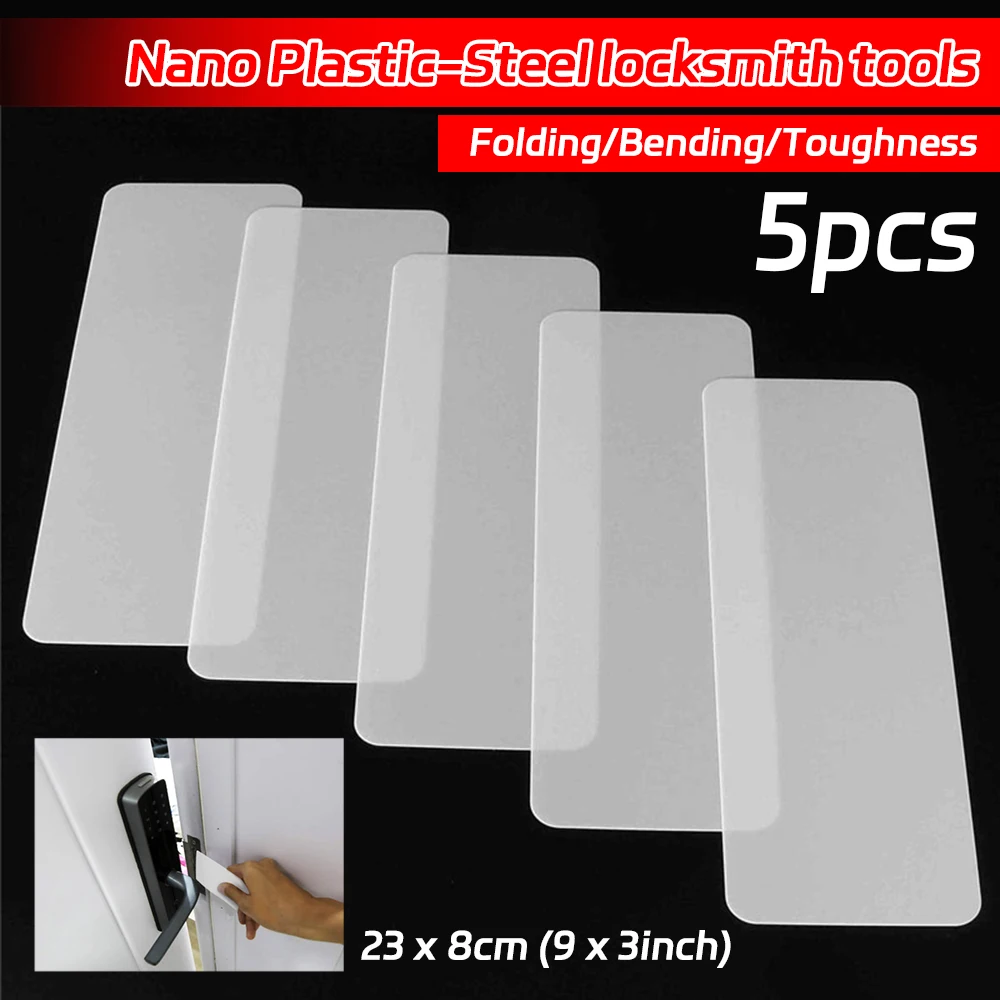 5Pcs Karte Hebeln Öffnung Schaber 230x80mm Kunststoff-Stahl Nano Einsatz Blatt Schlosser Werkzeug Tür joggling Bypass Werkzeug Schloss DIY Opener Image