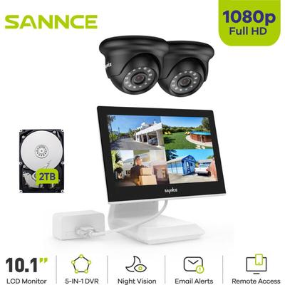 Sannce - 4CH Videoüberwachungssets 10,1 Zoll Bildschirm 2 1080P hd Kamera ir Nachtsicht Image