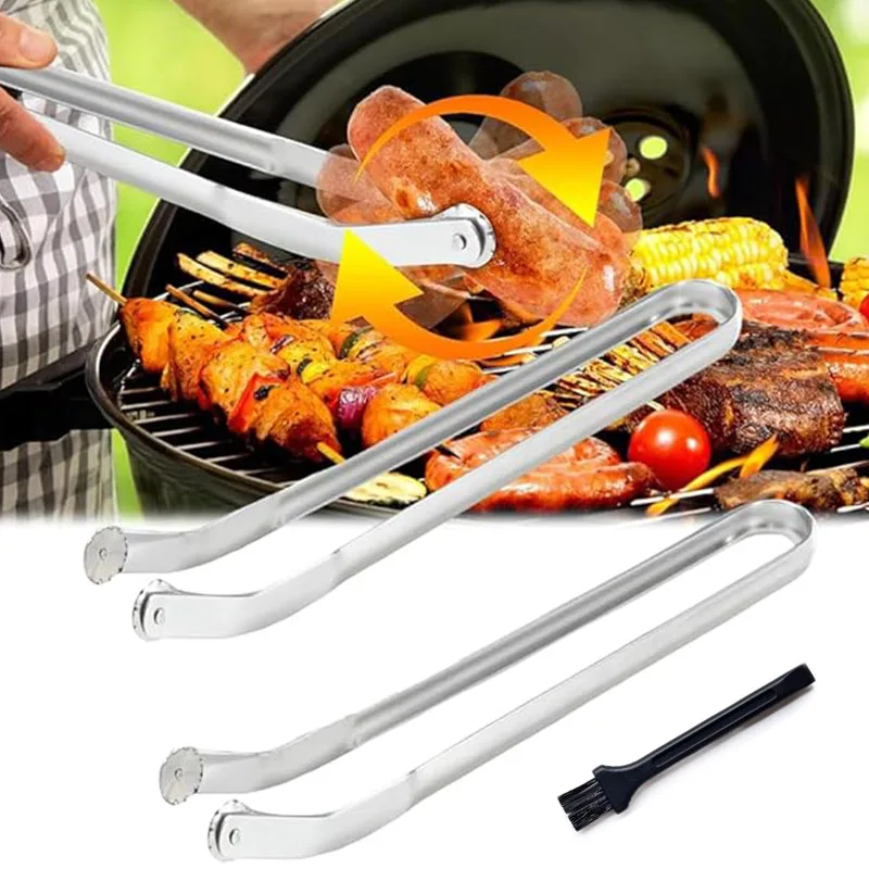 BBQ Wurst Drehen Zange Hohe Temperatur Widerstand Metall Grill Hot Dog Flipping Clip BBQ Werkzeuge Mehrzweck Kochen Zange Image