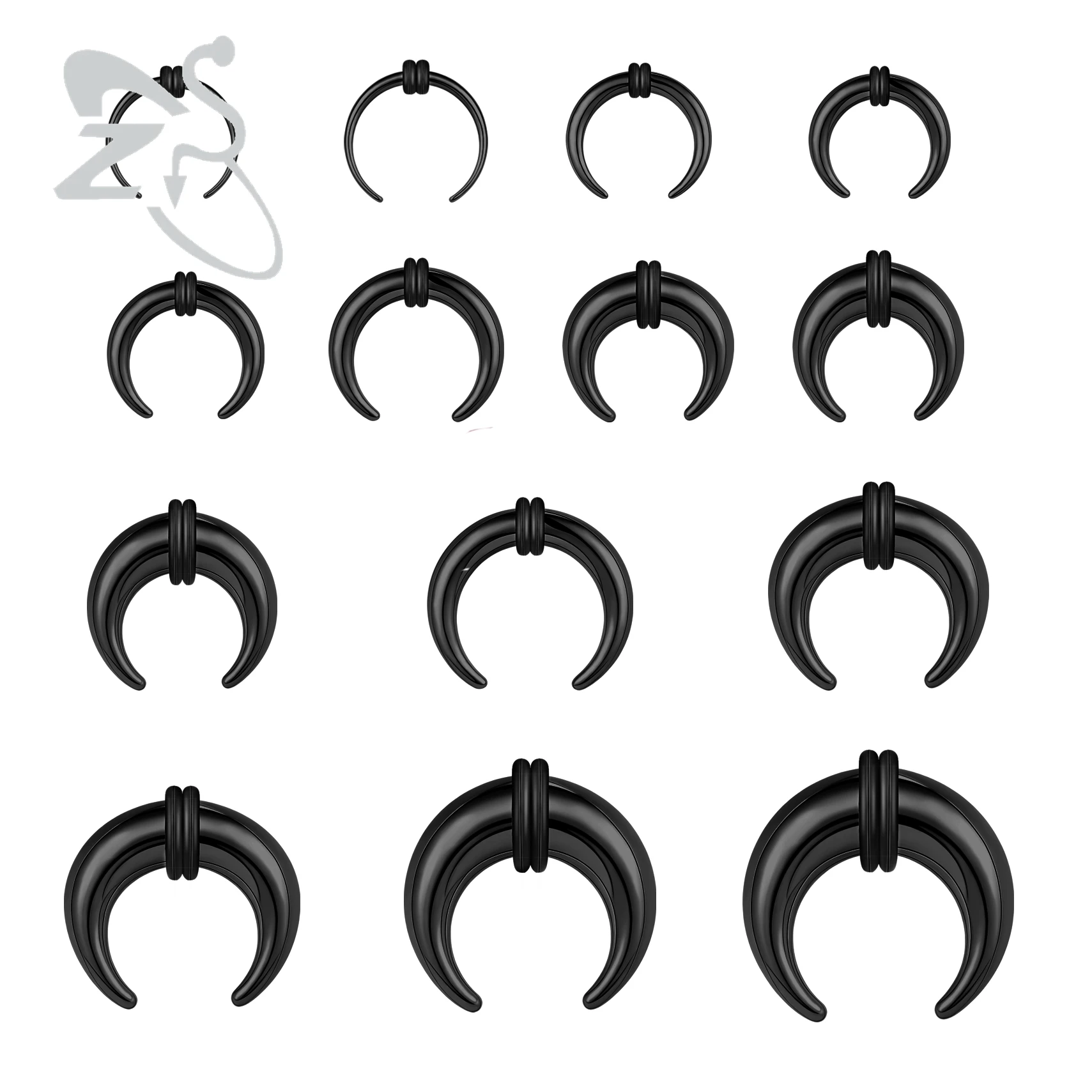 ZS 1PC 2G/4G/6G Buffalo Horn Nase Piercing Edelstahl Pincher Septum Ring Bahre Expander 8/10/11/12/15/16/18/22/25mm Image