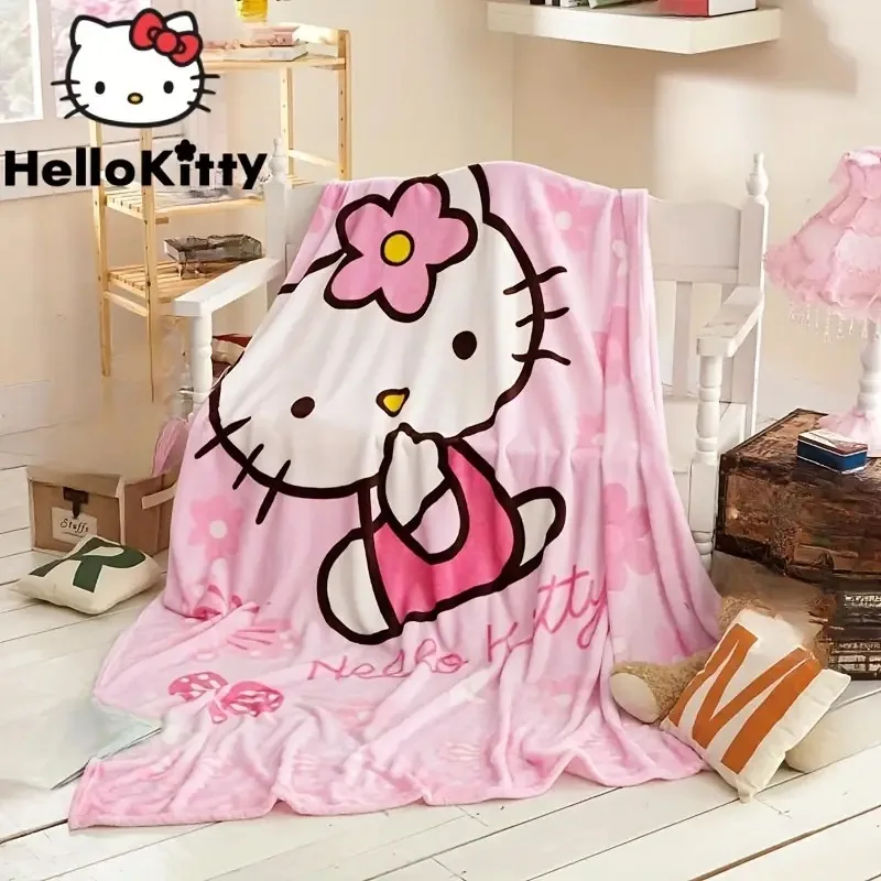 Hello Kitty weiche flauschige Decke Y2K Sanrio Cartoon süße Plüschdecke Kawaii Decke perfekt für Mädchen Hello Kitty Room Decor