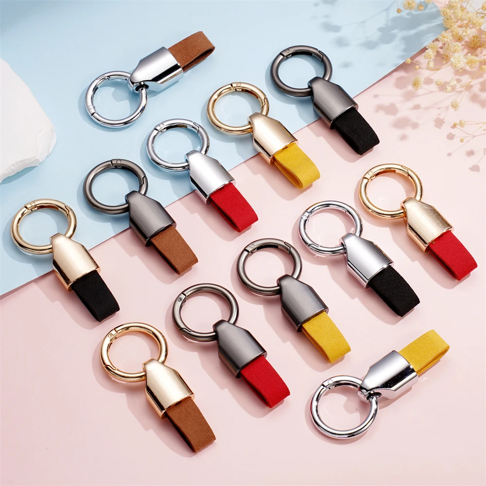 Rindsleder Schlüsselanhänger Taille Gürtelschnalle Karabiner Auto Anhänger Schlüsselhalter Luxus High-End-Geschenke für Männer Frauen Schlüsselanhänger Schmuck Image