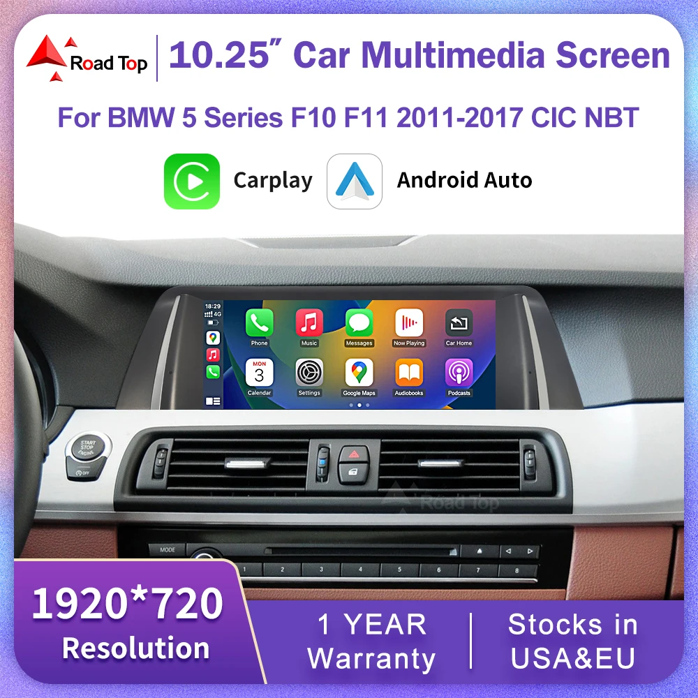 1920*720 Multimedia Touchscreen Drahtlose Carplay Für BMW F10 F11 5 Serie CIC NBT System 2011-2017 Android Auto Display Image