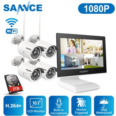 Sannce - 4CH 1080P Drahtloses Videosicherheitssystem Mit 10,1-Zoll-NVR-Rekorder + 4PCS