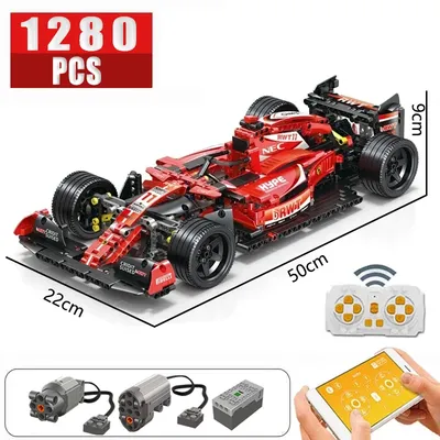1280 Stück High-Tech-Formel autos rot f1 Bausteine Sport rennwagen Supermodell-Kits Ziegel Spielzeug für Kinder Jungen Geschenke Image