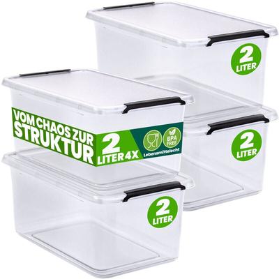 Deuba - Aufbewahrungsbox mit Deckel 2L und 5L Box Kunststoff Kisten lebensmittelecht bpa frei klein Image