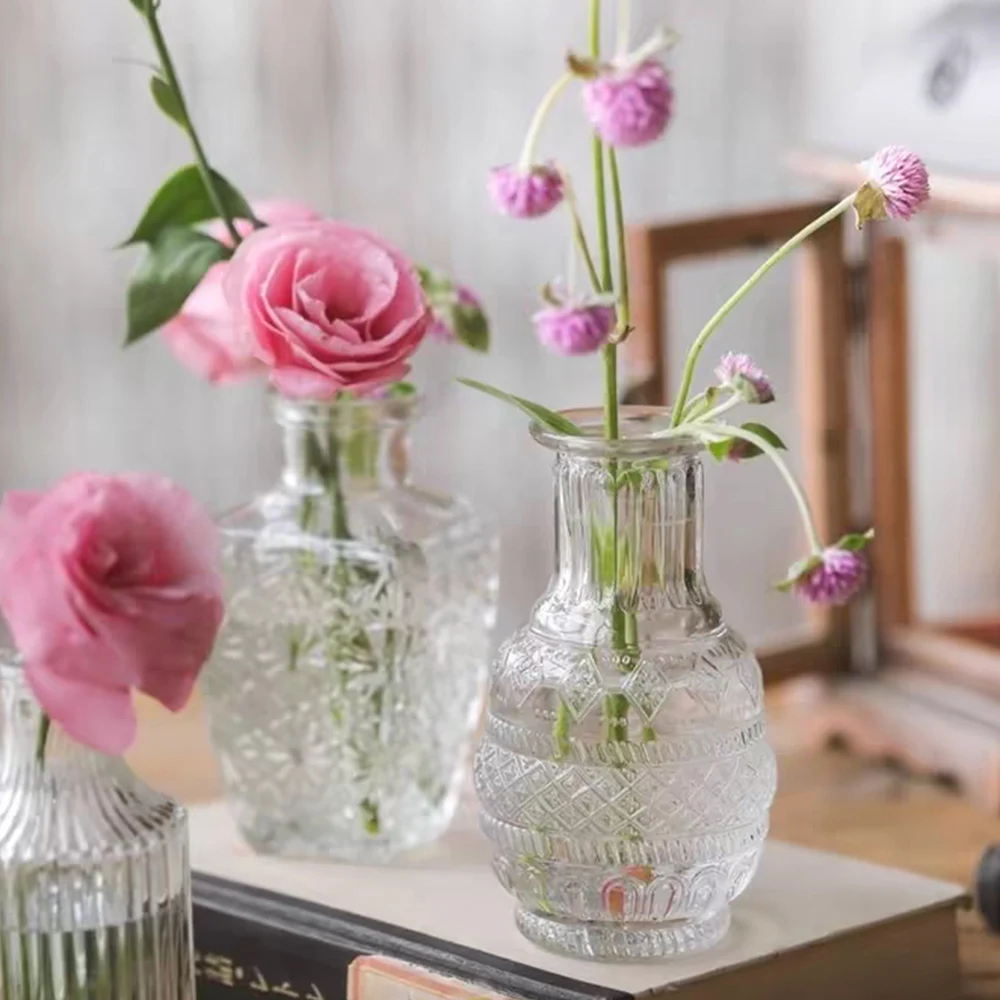 Leichte Luxus glasvase ins Stil Blumen arrangements Wohn möbel Französisch transparente kleine Vasen Wohnzimmer Dekoration Image
