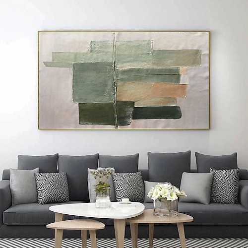 abstraktes Ölgemälde handgemalt beige braun und grün Malerei handgemachte braun Wabi Sabi Kunstwerk Ölgemälde handgemalt strukturierte Ölgemälde beige Ölgemälde abstrakte Leinwand Kunst modernes Dekor Image