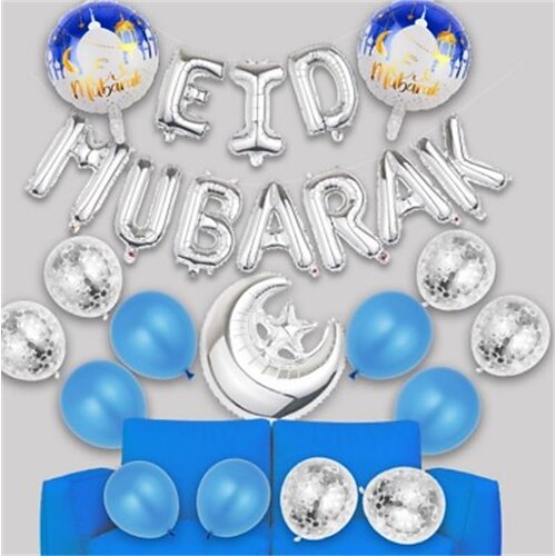 Ramadan Festival EID MUBARAK Aluminiumfolie Ballon Set Stern Mond dekorative Anordnung Gurban Ballon Muslim Weihnachtsgeschenk Image