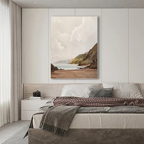 beige braun Malerei handgemachte braun Wabi Sabi Kunstwerk Ölgemälde handgemalt strukturierte Ölgemälde beige Ölgemälde braun abstrakte Leinwand Kunst moderne horizontale Dekor Kunst Image