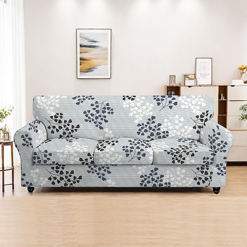 Sofabezug Pflanzen Garngefärbte Polyester-Schonbezüge - elegantes botanisches Muster - weicher und strapazierfähiger garngefärbter Polyester - schützt und revitalisiert Ihr Sofa Image