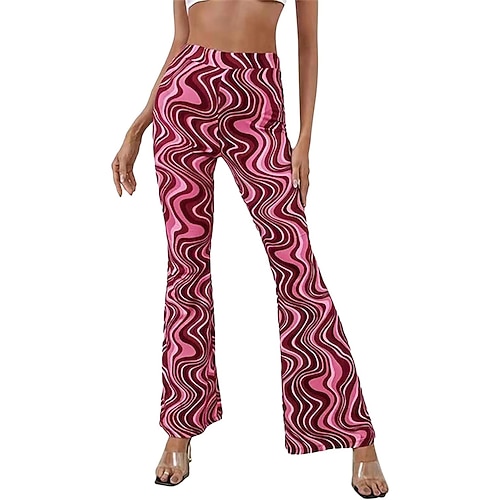 Hippie Retro Vintage Boho 1970er Disko Hose Glockenhose Hose mit weitem Bein Yoga-Hose Damen Kostüm Jahrgang Cosplay Hosen Schlager Outfit Image