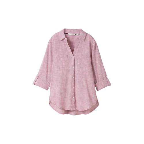 TOM TAILOR Damen Bluse mit Brusttaschen, rosa, Uni, Gr. 46