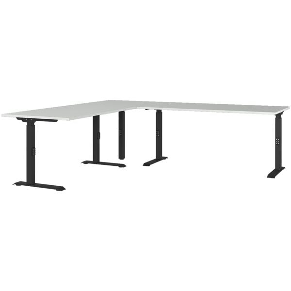 Germania-Werke Eckschreibtisch höhenverstellbar (mechanisch) »Agenda« 3-teilig, 2 Schreibtische grau, 240x91x220 cm