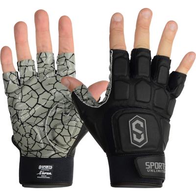 Sports Unlimited Max Clash Adult Padded Half Finger Lineman Football Gloves Black